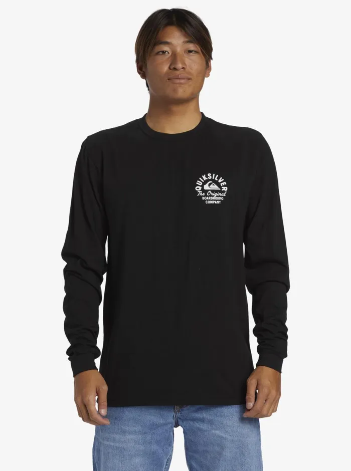 Quiksilver Circled Script Long Sleeve TShirt Black Mens Tees Quiksilver Circled Script Long Sleeve TShirt Black Mens Tees