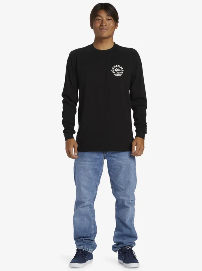 Quiksilver Circled Script Long Sleeve TShirt Black Mens Tees Quiksilver Circled Script Long Sleeve TShirt Black Mens Tees