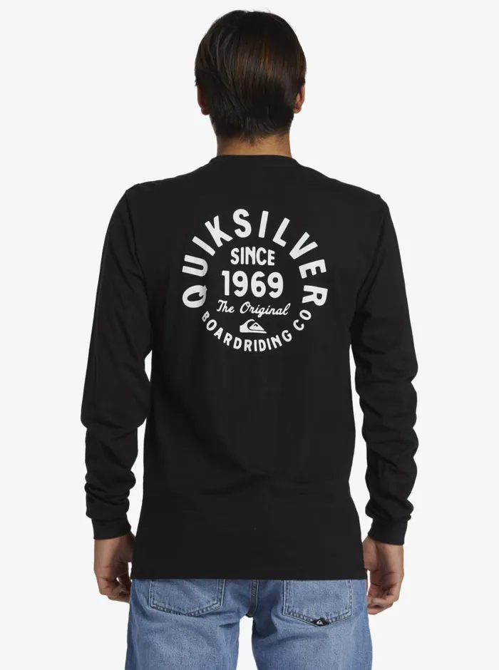 Quiksilver Circled Script Long Sleeve TShirt Black Mens Tees Quiksilver Circled Script Long Sleeve TShirt Black Mens Tees