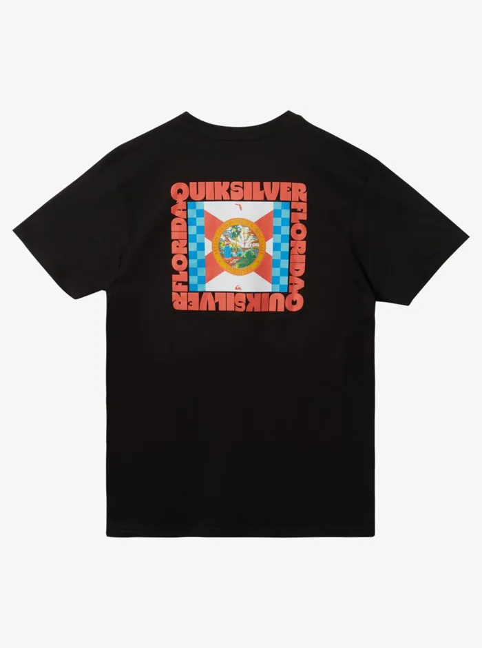 Quiksilver Florida Quik Flag TShirt Black Mens Tees Quiksilver Florida Quik Flag TShirt Black Mens Tees