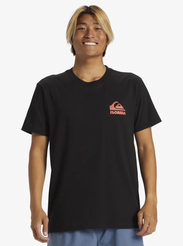 Quiksilver Florida Quik Flag TShirt Black Mens Tees Quiksilver Florida Quik Flag TShirt Black Mens Tees