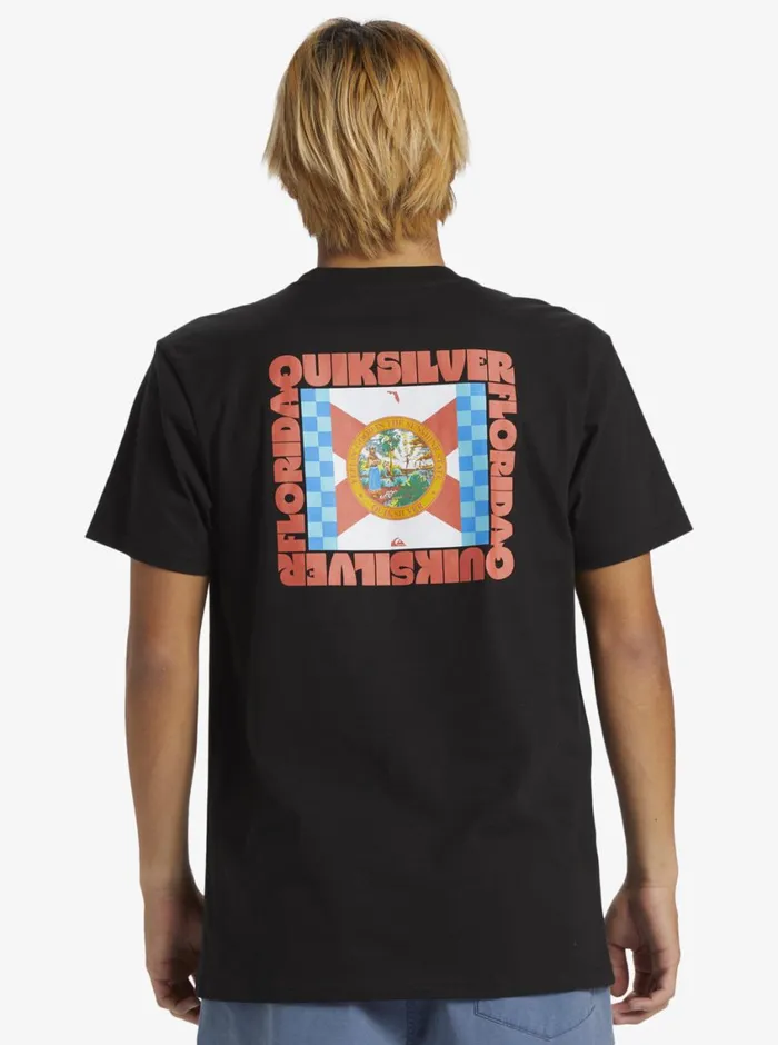 Quiksilver Florida Quik Flag TShirt Black Mens Tees Quiksilver Florida Quik Flag TShirt Black Mens Tees