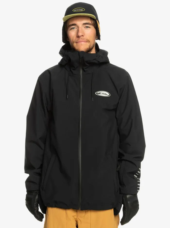 Quiksilver High In The Hood Technical Snow Jacket True Black Mens Snow Jackets Quiksilver High In The Hood Technical Snow Jacket True Black Mens Snow Jackets