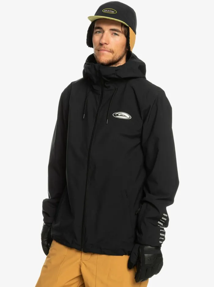 Quiksilver High In The Hood Technical Snow Jacket True Black Mens Snow Jackets