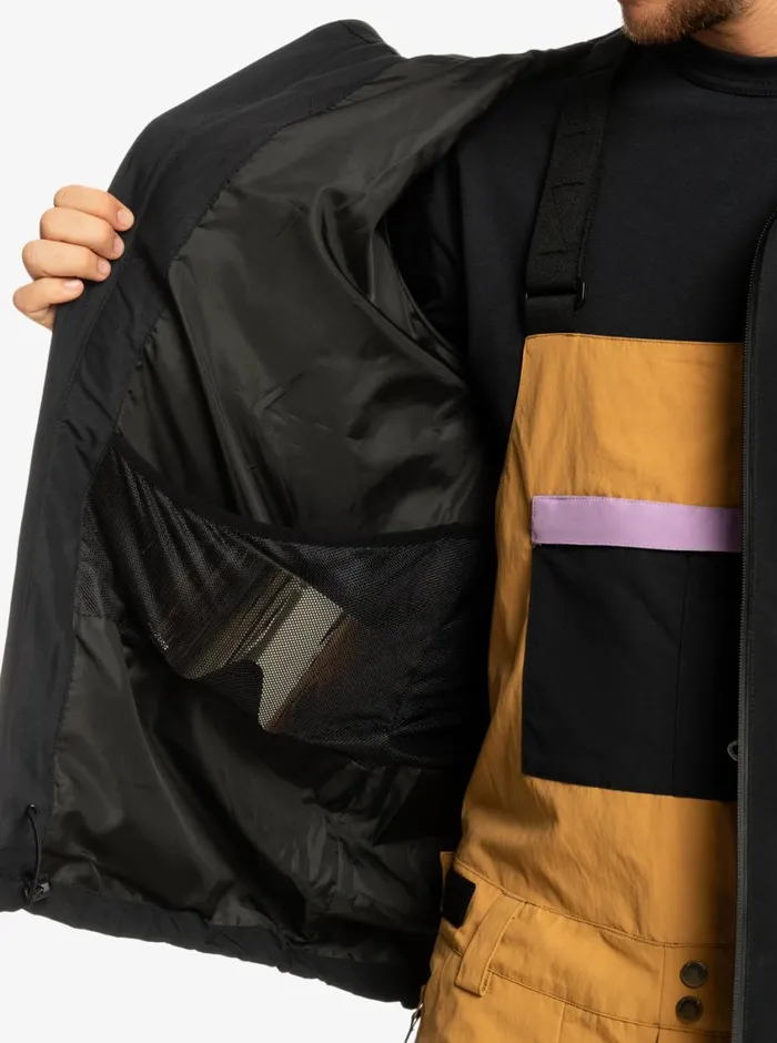 Quiksilver High In The Hood Technical Snow Jacket True Black Mens Snow Jackets