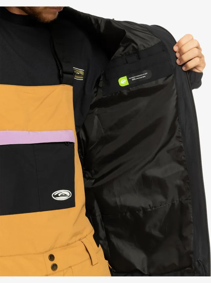 Quiksilver High In The Hood Technical Snow Jacket True Black Mens Snow Jackets
