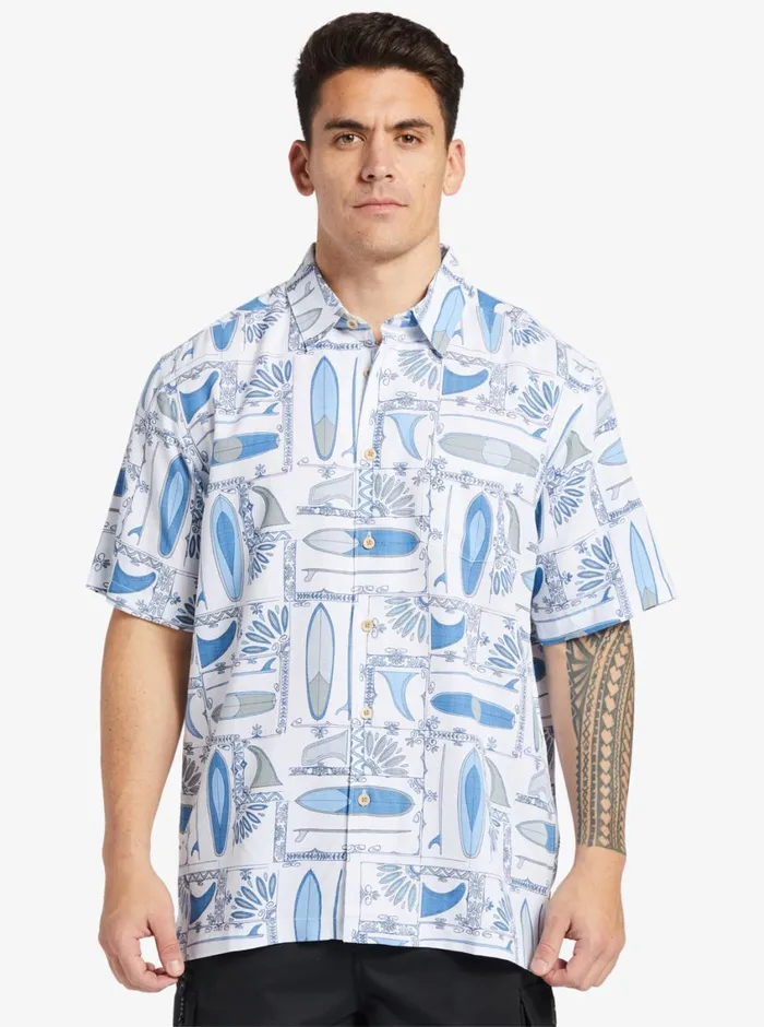Quiksilver Long Boards Woven Shirt White Longboards MensWaterman Shirts and Polos Quiksilver Long Boards Woven Shirt White Longboards MensWaterman Shirts and Polos