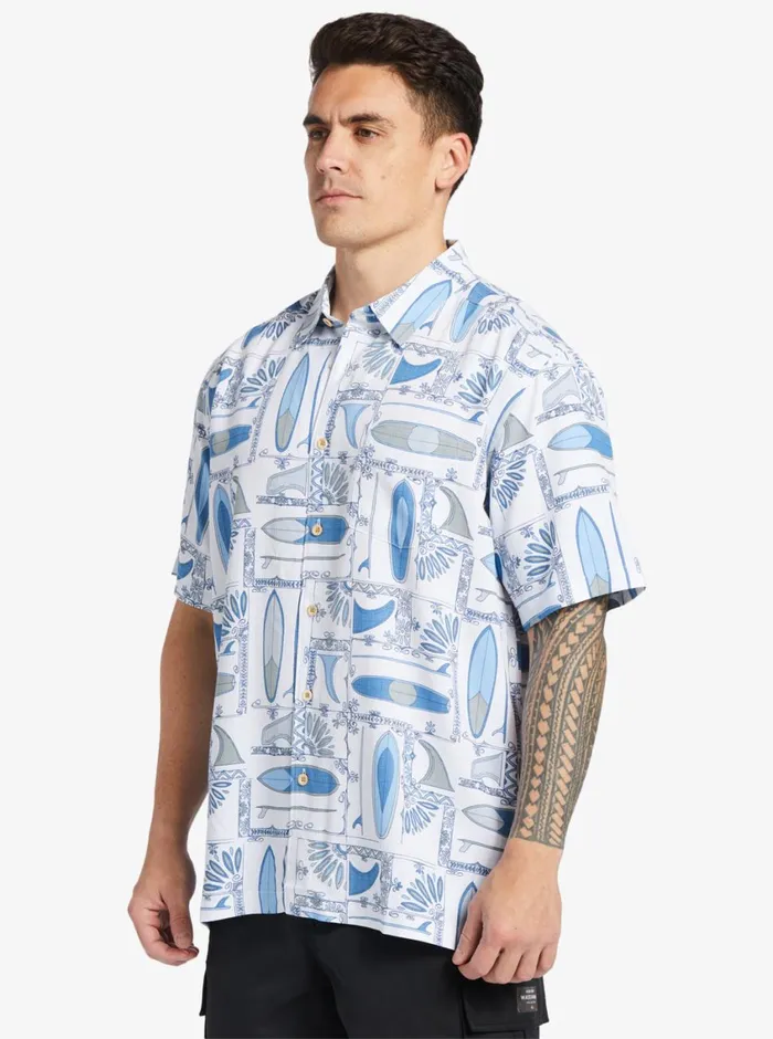 Quiksilver Long Boards Woven Shirt White Longboards MensWaterman Shirts and Polos Quiksilver Long Boards Woven Shirt White Longboards MensWaterman Shirts and Polos