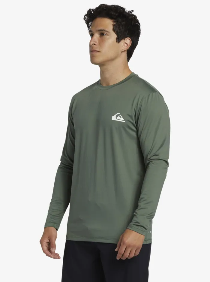 Quiksilver Omni Session Long Sleeve Upf 50 Surf TShirt Laurel Wreath Mens Rashguards