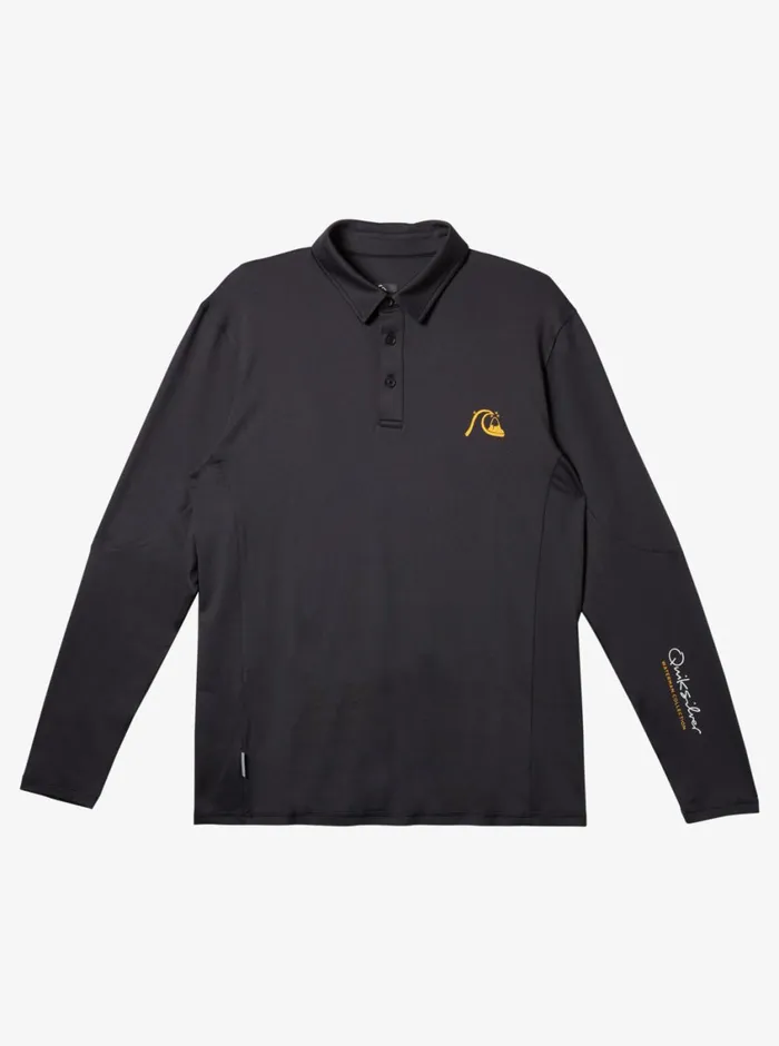 Quiksilver Piscator Polo Long Sleeve UPF 50 Surf TShirt Black MensWaterman Rashguards Quiksilver Piscator Polo Long Sleeve UPF 50 Surf TShirt Black MensWaterman Rashguards
