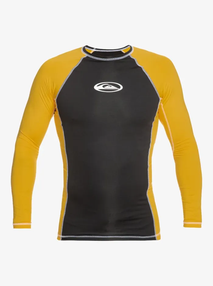 Quiksilver Saturn Protection Long Sleeve UPF 50 Rashguard For Yolk Yellow Mens Rashguards Quiksilver Saturn Protection Long Sleeve UPF 50 Rashguard For Yolk Yellow Mens Rashguards