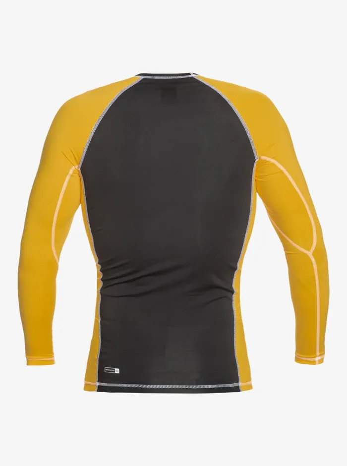 Quiksilver Saturn Protection Long Sleeve UPF 50 Rashguard For Yolk Yellow Mens Rashguards Quiksilver Saturn Protection Long Sleeve UPF 50 Rashguard For Yolk Yellow Mens Rashguards