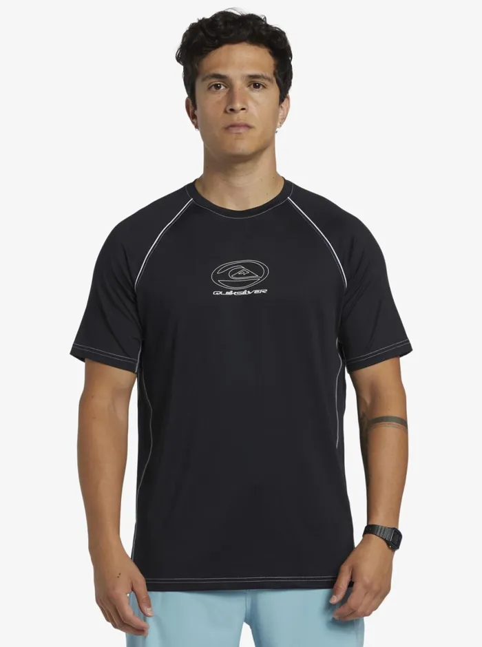 Quiksilver Saturn Surf Tee Short Sleeve Surf Tee Black Mens Rashguards Quiksilver Saturn Surf Tee Short Sleeve Surf Tee Black Mens Rashguards