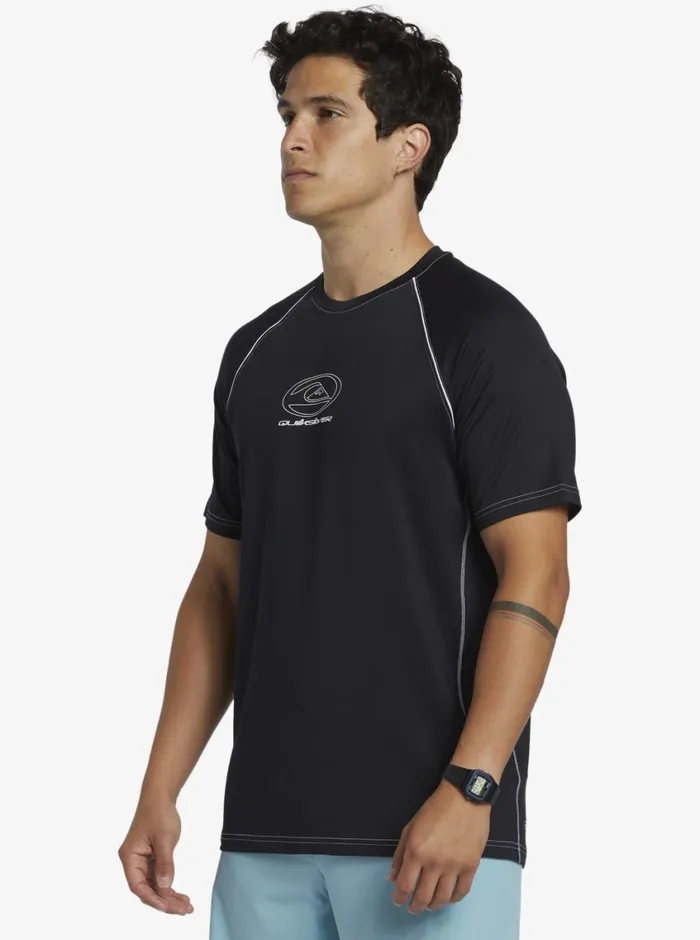 Quiksilver Saturn Surf Tee Short Sleeve Surf Tee Black Mens Rashguards Quiksilver Saturn Surf Tee Short Sleeve Surf Tee Black Mens Rashguards