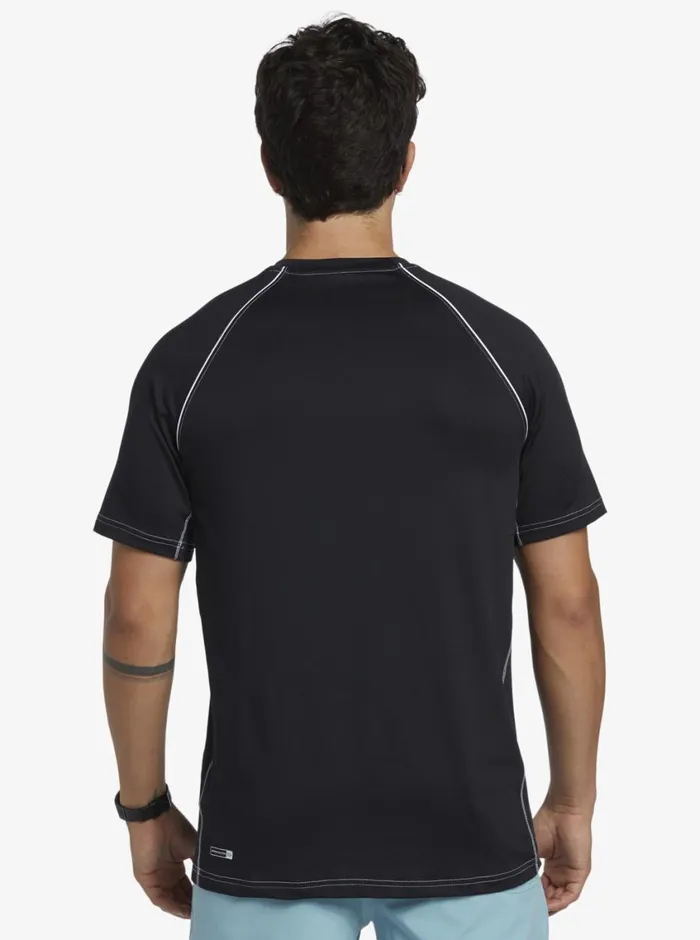 Quiksilver Saturn Surf Tee Short Sleeve Surf Tee Black Mens Rashguards Quiksilver Saturn Surf Tee Short Sleeve Surf Tee Black Mens Rashguards