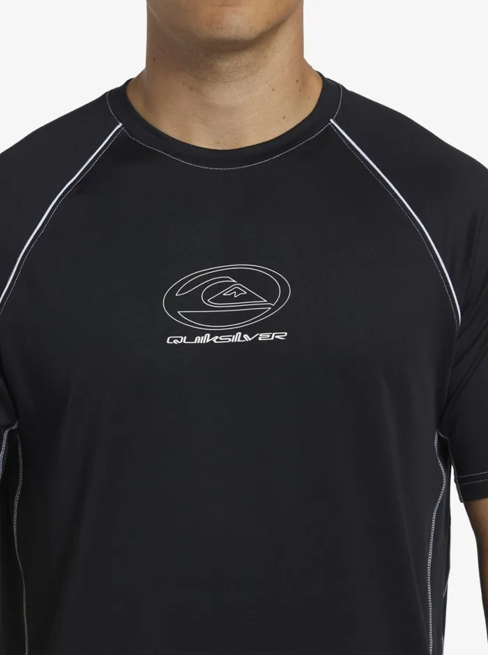 Quiksilver Saturn Surf Tee Short Sleeve Surf Tee Black Mens Rashguards Quiksilver Saturn Surf Tee Short Sleeve Surf Tee Black Mens Rashguards