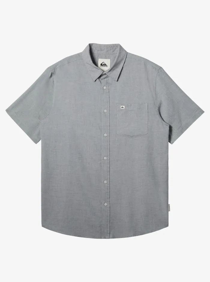 Quiksilver Shoreline Classic Short Sleeve Woven Shirt White Marble Heather Mens Shirts and Polos