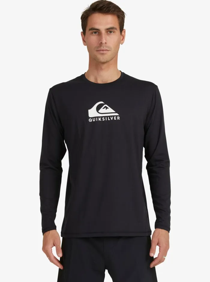 Quiksilver Solid Streak Long Sleeve UPF 50 Surf TShirt Black Mens Rashguards Quiksilver Solid Streak Long Sleeve UPF 50 Surf TShirt Black Mens Rashguards