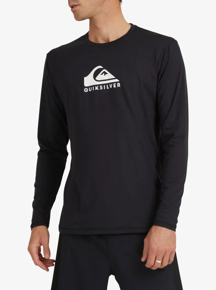 Quiksilver Solid Streak Long Sleeve UPF 50 Surf TShirt Black Mens Rashguards Quiksilver Solid Streak Long Sleeve UPF 50 Surf TShirt Black Mens Rashguards