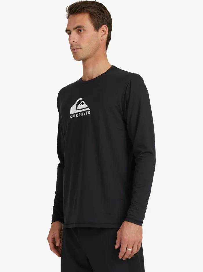 Quiksilver Solid Streak Long Sleeve UPF 50 Surf TShirt Black Mens Rashguards Quiksilver Solid Streak Long Sleeve UPF 50 Surf TShirt Black Mens Rashguards
