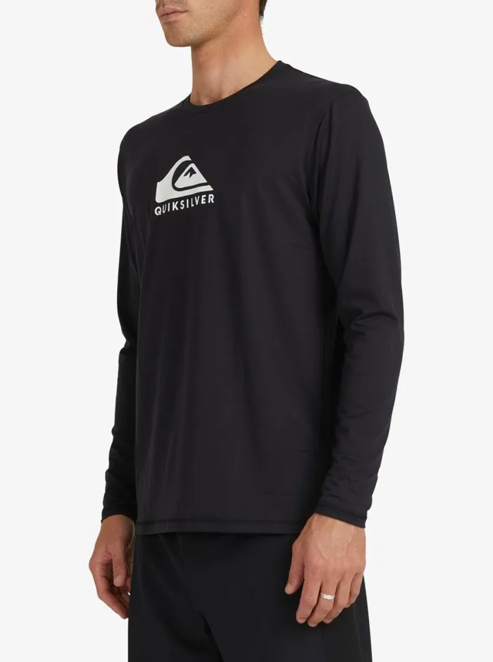 Quiksilver Solid Streak Long Sleeve UPF 50 Surf TShirt Black Mens Rashguards Quiksilver Solid Streak Long Sleeve UPF 50 Surf TShirt Black Mens Rashguards