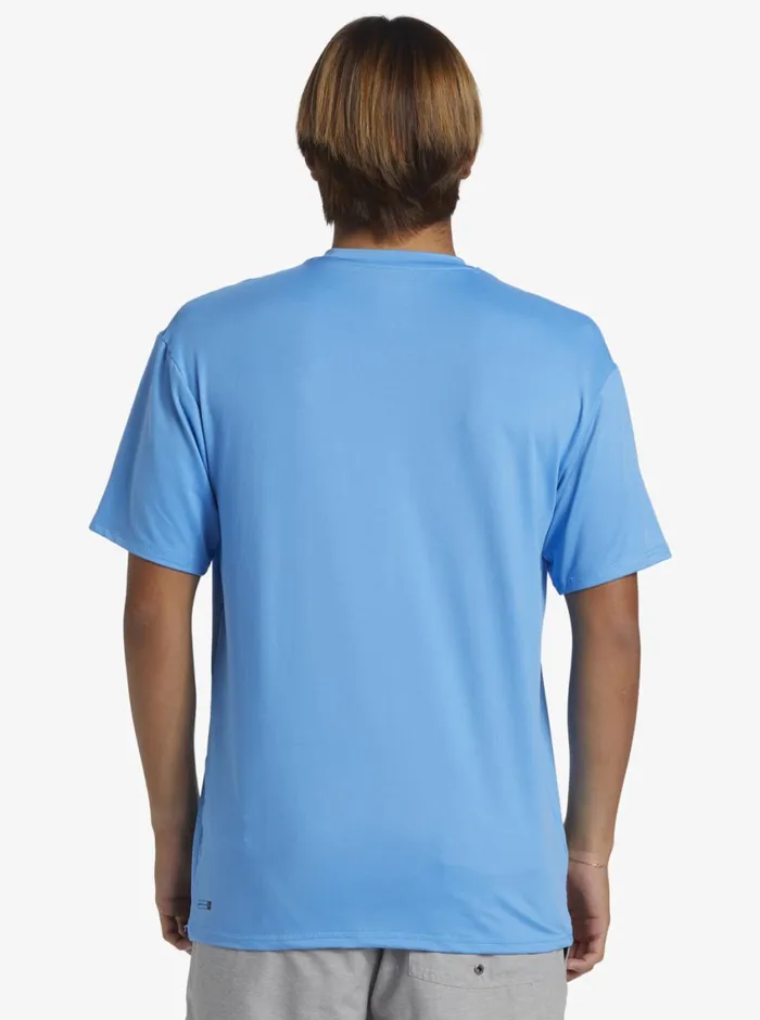 Quiksilver Solid Streak Short Sleeve UPF 50 Surf Tee Azure Blue Mens Rashguards Quiksilver Solid Streak Short Sleeve UPF 50 Surf Tee Azure Blue Mens Rashguards