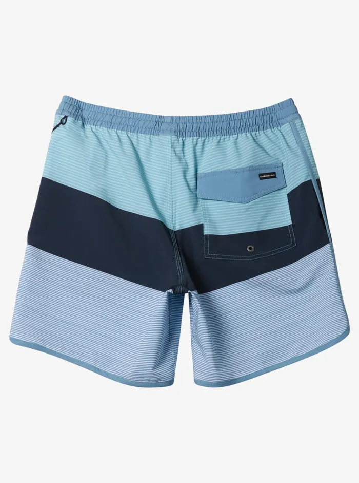 Quiksilver Surfsilk Tijuana Volley 17034 Elastic Waist Shorts Blue Shadow Mens Elastic Waist