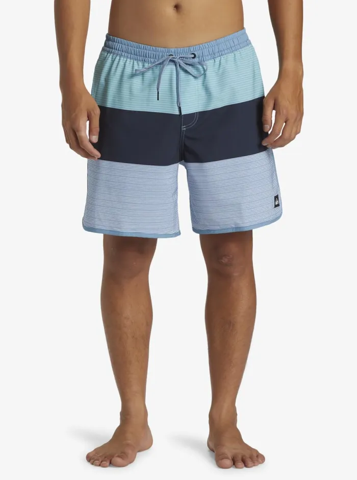 Quiksilver Surfsilk Tijuana Volley 17034 Elastic Waist Shorts Blue Shadow Mens Elastic Waist