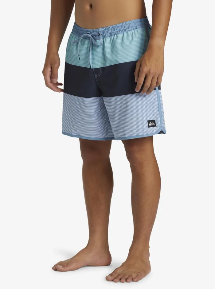 Quiksilver Surfsilk Tijuana Volley 17034 Elastic Waist Shorts Blue Shadow Mens Elastic Waist
