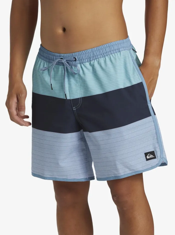 Quiksilver Surfsilk Tijuana Volley 17034 Elastic Waist Shorts Blue Shadow Mens Elastic Waist