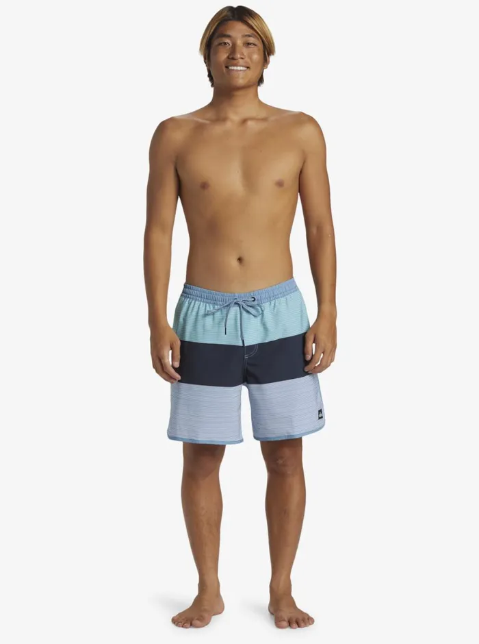Quiksilver Surfsilk Tijuana Volley 17034 Elastic Waist Shorts Blue Shadow Mens Elastic Waist