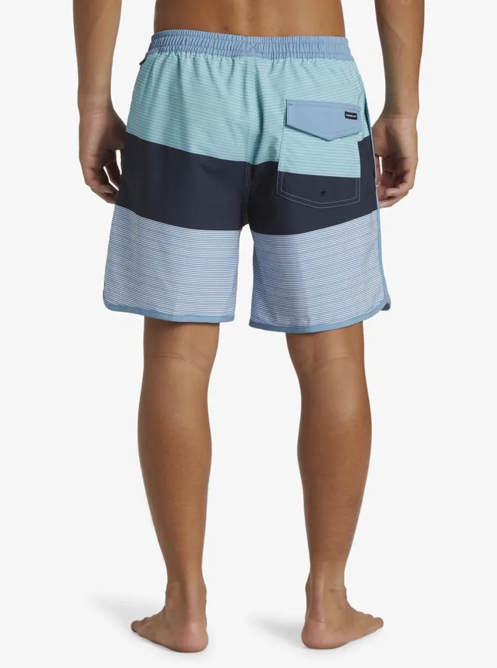 Quiksilver Surfsilk Tijuana Volley 17034 Elastic Waist Shorts Blue Shadow Mens Elastic Waist