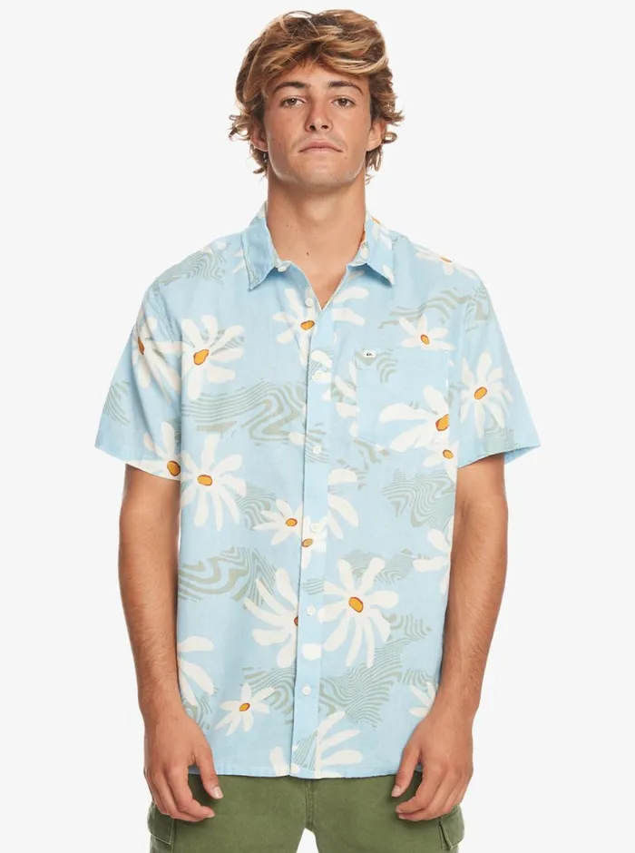 Quiksilver Trippy Floral Short Sleeve Shirt Clear Sky Trippy Floral Mens Shirts and Polos