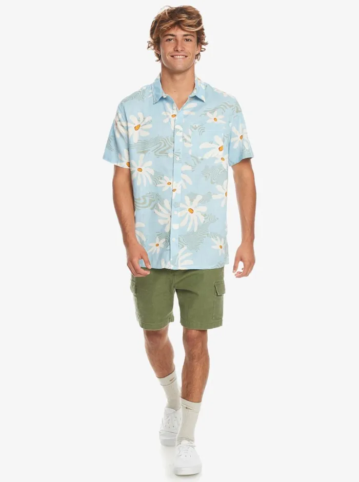 Quiksilver Trippy Floral Short Sleeve Shirt Clear Sky Trippy Floral Mens Shirts and Polos
