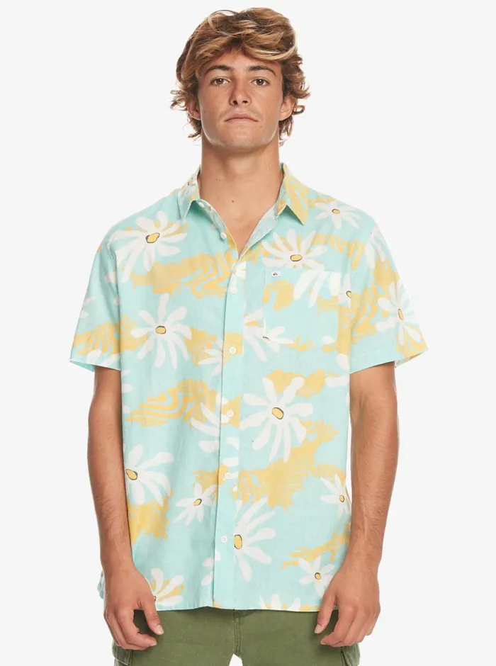Quiksilver Trippy Floral Short Sleeve Shirt Pastel Turquoise Trippy Mens Shirts and Polos