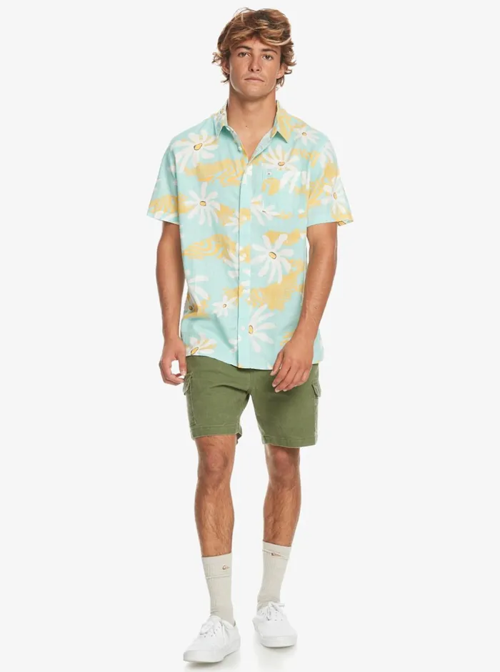 Quiksilver Trippy Floral Short Sleeve Shirt Pastel Turquoise Trippy Mens Shirts and Polos