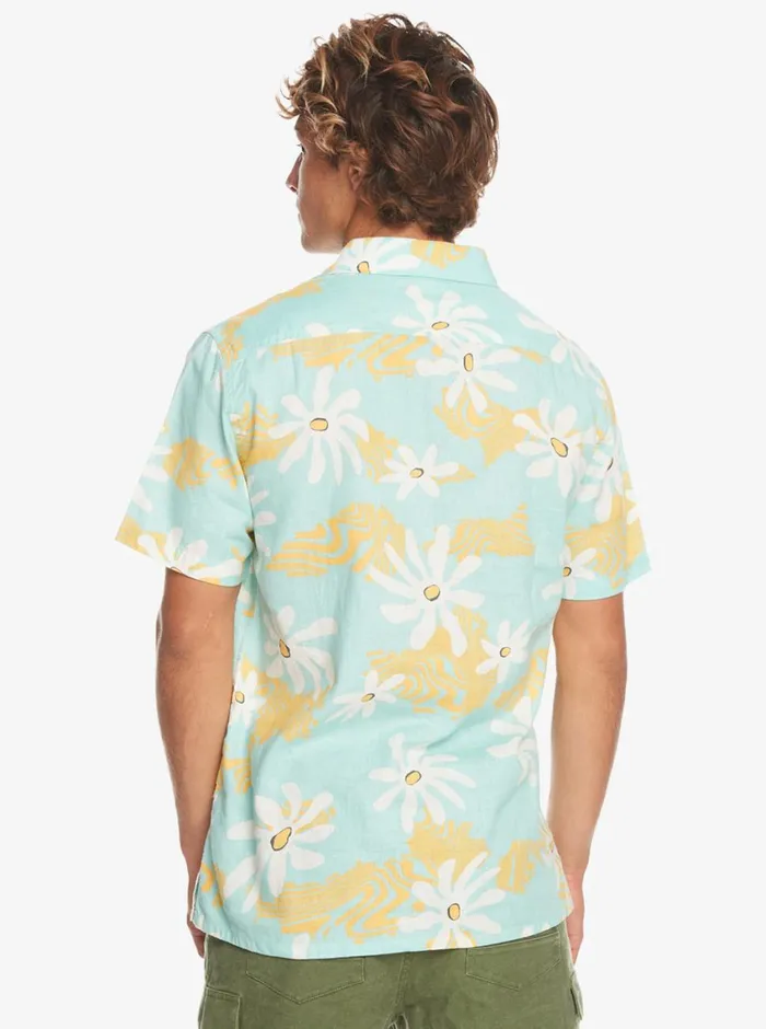 Quiksilver Trippy Floral Short Sleeve Shirt Pastel Turquoise Trippy Mens Shirts and Polos