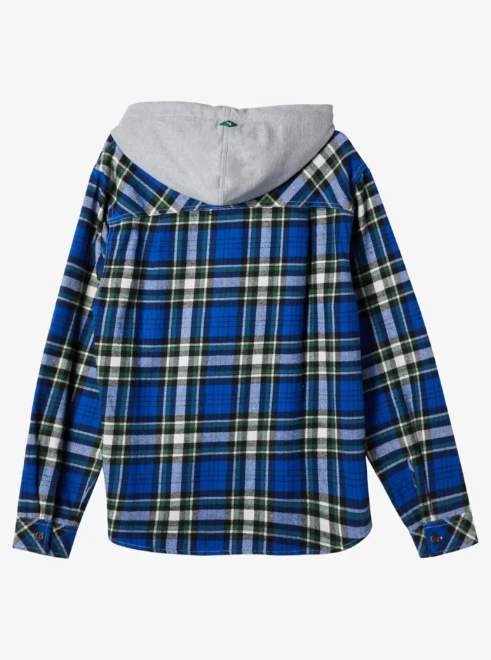 Quiksilver X Saturdays NYC Overhead Saltwater Hooded Shirt Bliss Blue Mens Shirts and Polos Quiksilver X Saturdays NYC Overhead Saltwater Hooded Shirt Bliss Blue Mens Shirts and Polos