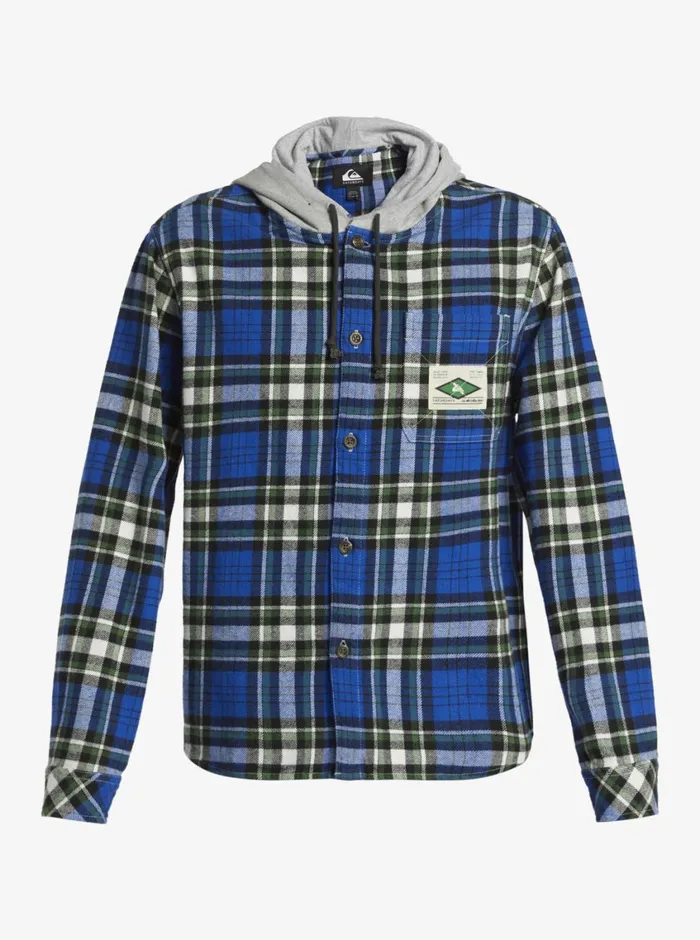 Quiksilver X Saturdays NYC Overhead Saltwater Hooded Shirt Bliss Blue Mens Shirts and Polos Quiksilver X Saturdays NYC Overhead Saltwater Hooded Shirt Bliss Blue Mens Shirts and Polos