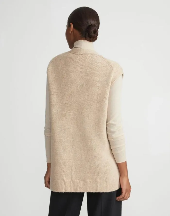 Ready To Wear Camel Hair Chainette Button Sweater Vest Natural Lafayette 148 New York Sweaters and Knits