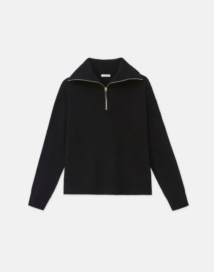 Ready To Wear Cashmerino Half Zip Sweater Black Lafayette 148 New York Sweaters and Knits