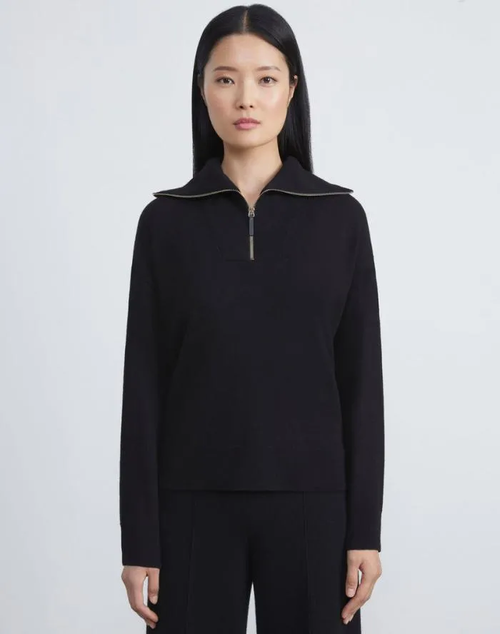 Ready To Wear Cashmerino Half Zip Sweater Black Lafayette 148 New York Sweaters and Knits