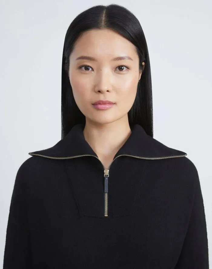 Ready To Wear Cashmerino Half Zip Sweater Black Lafayette 148 New York Sweaters and Knits