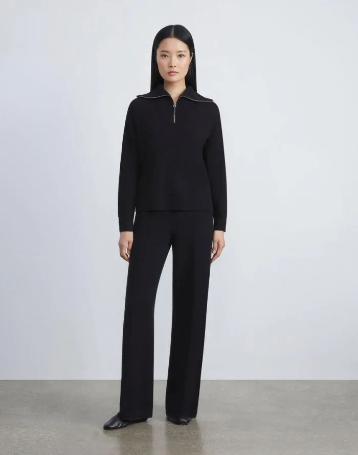Ready To Wear Cashmerino Half Zip Sweater Black Lafayette 148 New York Sweaters and Knits