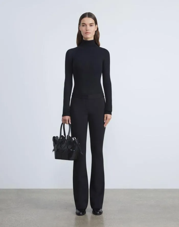 Ready To Wear Compact Stretch Viscose Waldorf Flared Pant Black Lafayette 148 New York Pants and Shorts