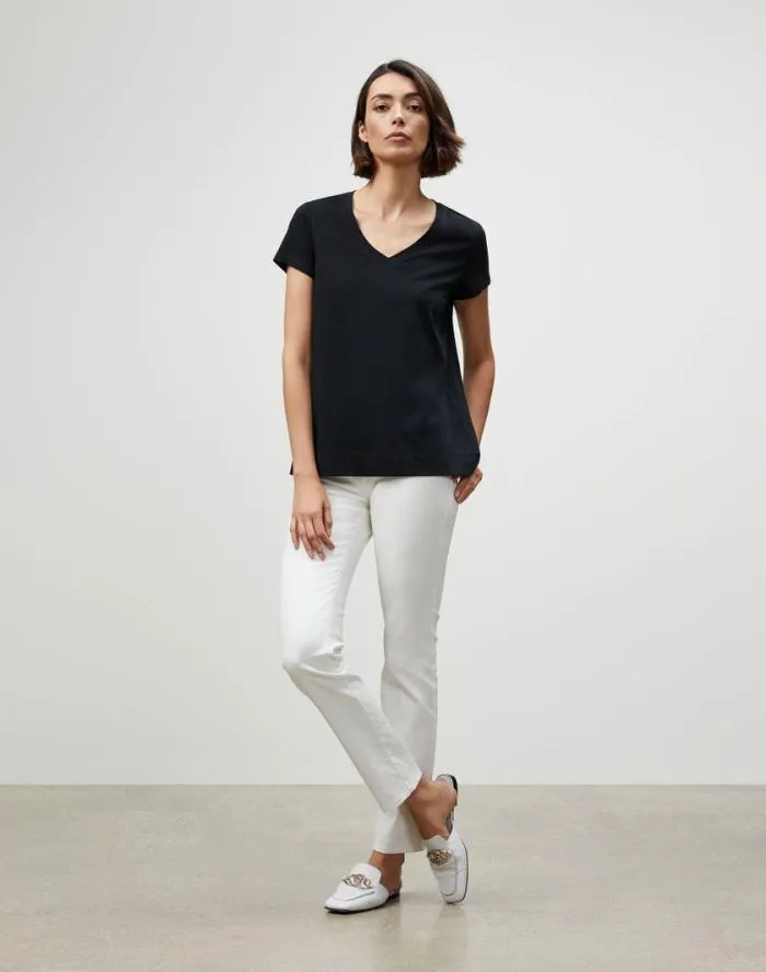 Ready To Wear Cotton Jersey Modern VNeck Tee Black Lafayette 148 New York Tops and Tees