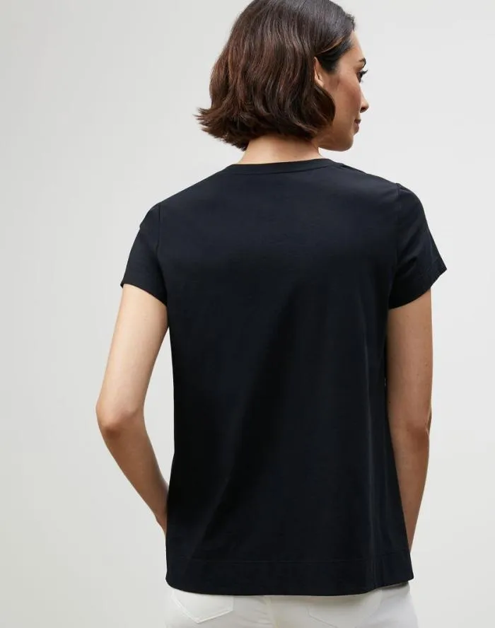 Ready To Wear Cotton Jersey Modern VNeck Tee Black Lafayette 148 New York Tops and Tees