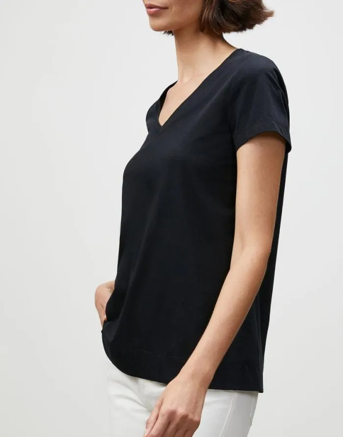 Ready To Wear Cotton Jersey Modern VNeck Tee Black Lafayette 148 New York Tops and Tees