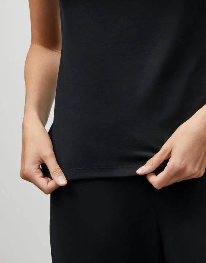 Ready To Wear Cotton Rib Scoop Neck TShirt Black Lafayette 148 New York Tops and Tees