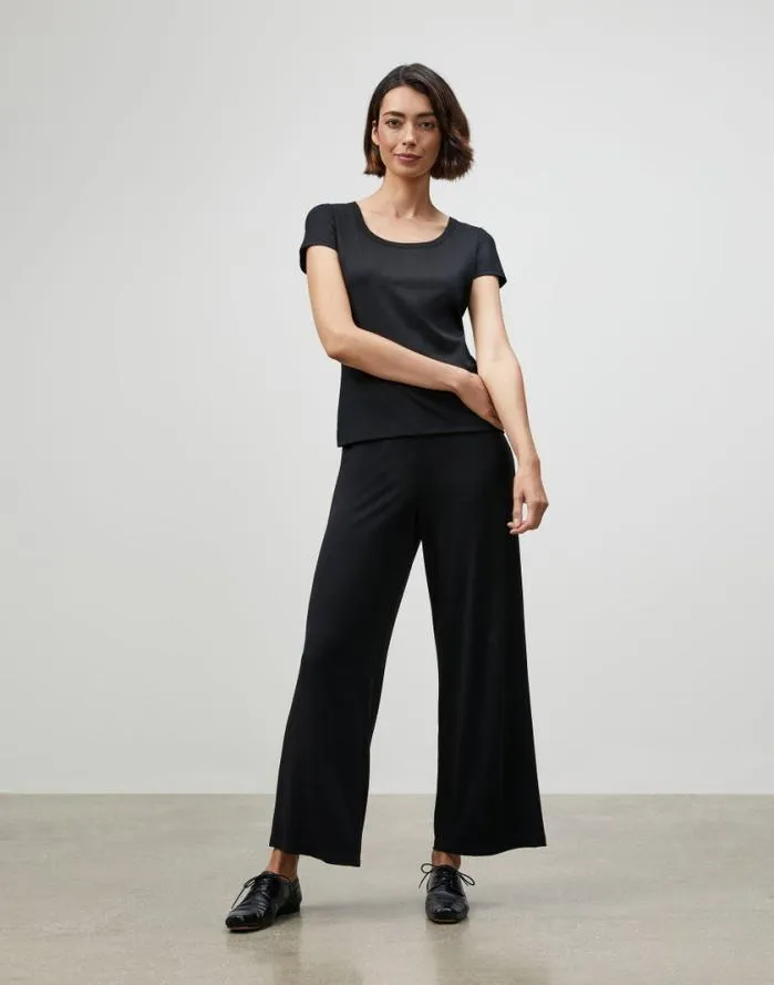 Ready To Wear Cotton Rib Scoop Neck TShirt Black Lafayette 148 New York Tops and Tees